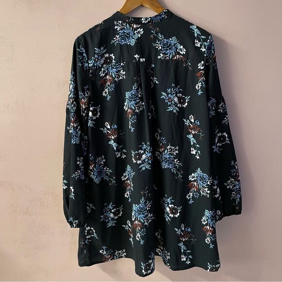 Black Floral BabyDoll Long Sleeve Dress Size M EUC - Picture 13 of 14